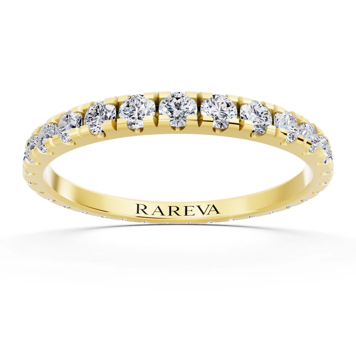 14K Yellow Gold Round Cut Diamond Classic Eternity Band - 1.8mm - Front