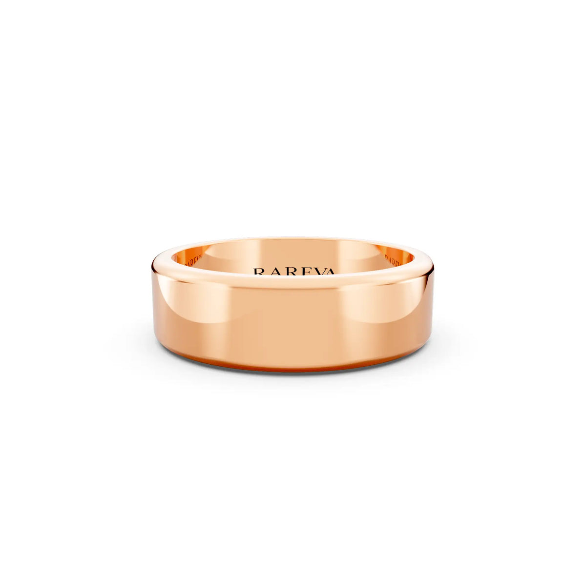 14K Rose Gold Men's Flat Wedding Band - 6mm - Front