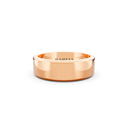 14K Rose Gold Men's Flat Wedding Band - 6mm - Front