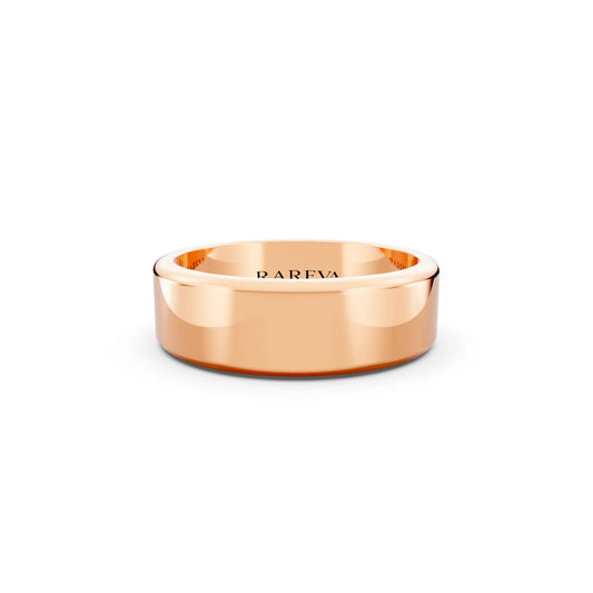 14K Rose Gold Men's Flat Wedding Band - 6mm - Front