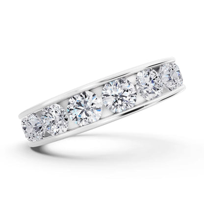 14K White Gold Round Cut Diamond Channel Set Eternity Band - 4.2mm - Side