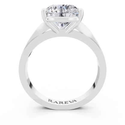 14 KT White Gold Round Cut Diamond Solitaire Ring with Split Shank - Through