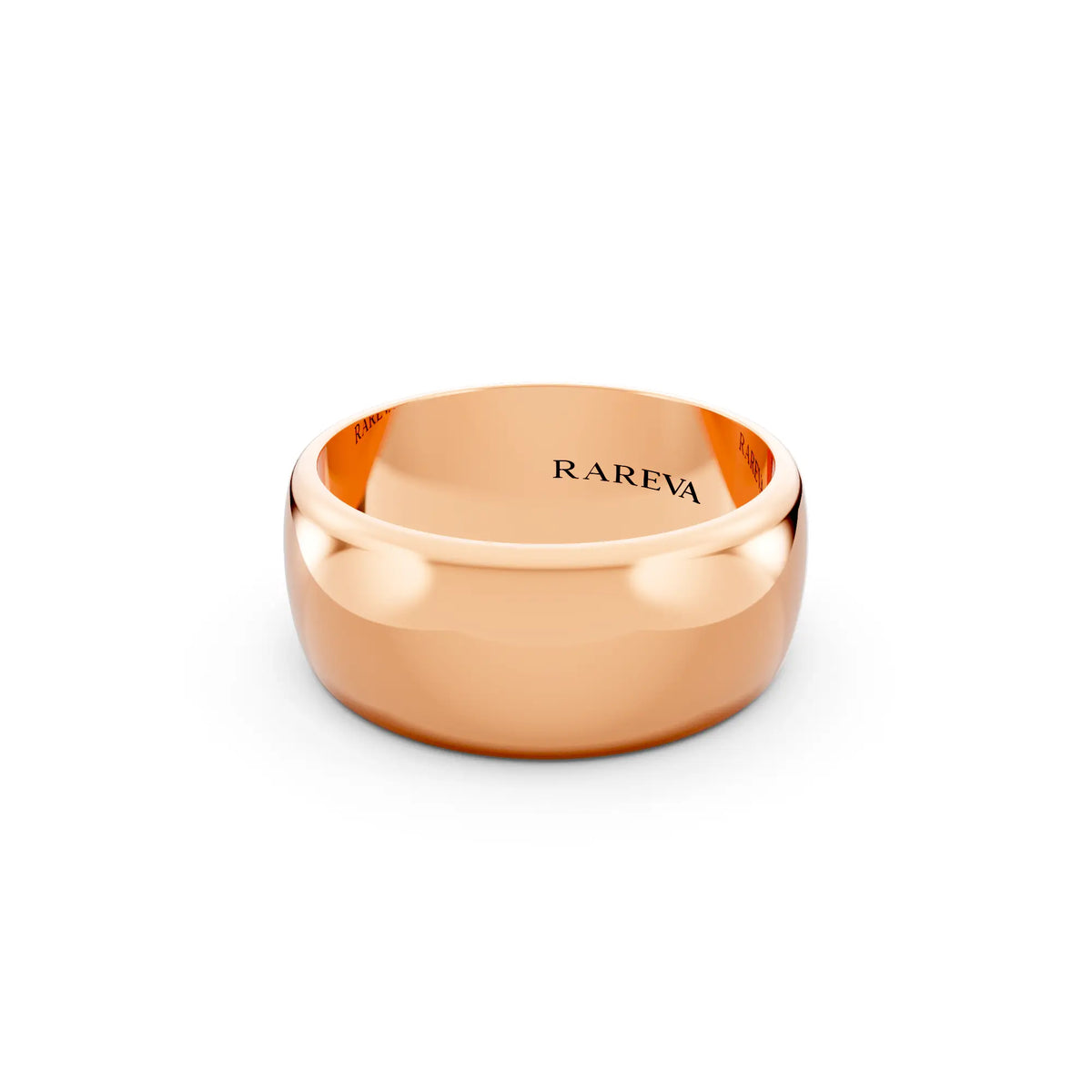 14K Rose Gold Men's Classic Dome Wedding Band - 8mm - Close up