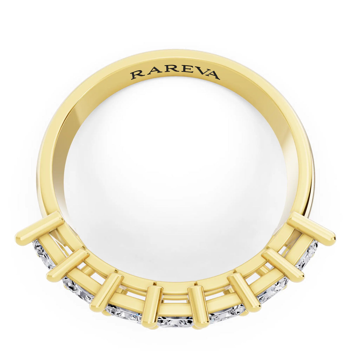 10K Yellow Gold Seven Stone Radiant Cut Diamond Half Eternity Wedding Band - 2mm - Top