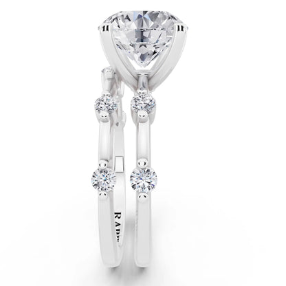 Platinum Round Cut Diamond Ring with Floating Accent Band - side view