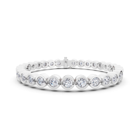Silver Round Cut Bezel Set Diamond Tennis Bracelet - Main