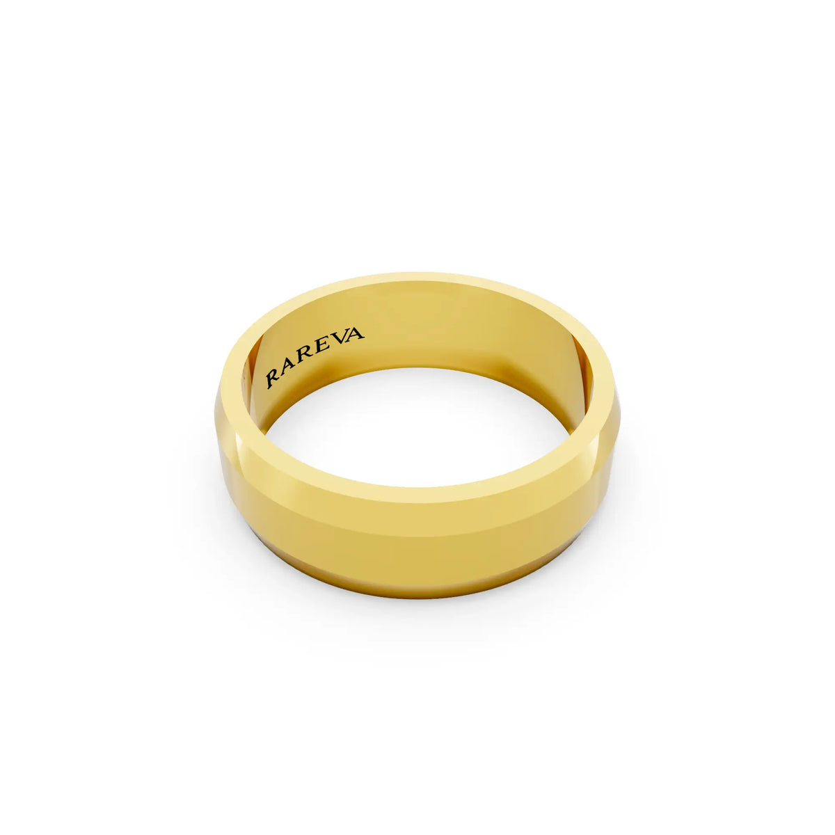 10K Yellow Gold Men's Beveled Edge Wedding Band - 6mm - Left