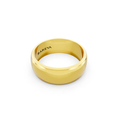 10K Yellow Gold Men's Classic Dome Wedding Band - 7mm - Left