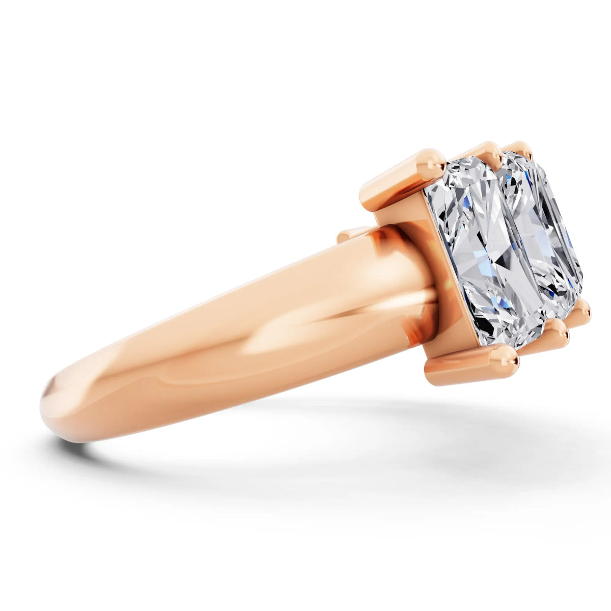 14K Rose Gold Seven Stone Radiant Cut Diamond Half Eternity Wedding Band - 2.4mm - Side