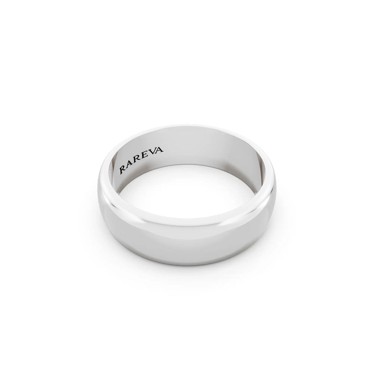10K White Gold Men's Classic Dome Wedding Band - 6mm - Left