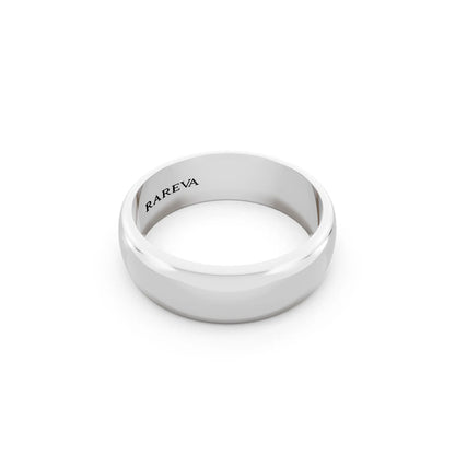 10K White Gold Men's Classic Dome Wedding Band - 6mm - Left