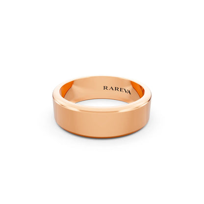 14K Rose Gold Men's Flat Wedding Band - 6mm - Close up