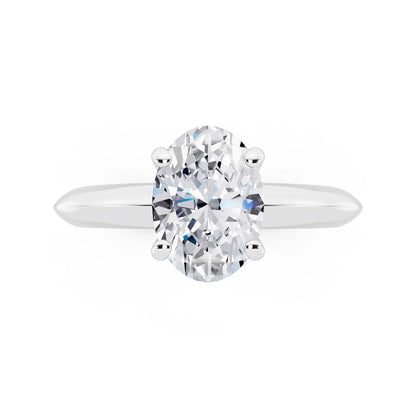 Platinum Oval Cut Diamond Classic Solitaire Ring - top angle