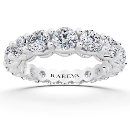 Silver Round Cut Diamond Unity Prong Eternity Band - 3.6mm - Front