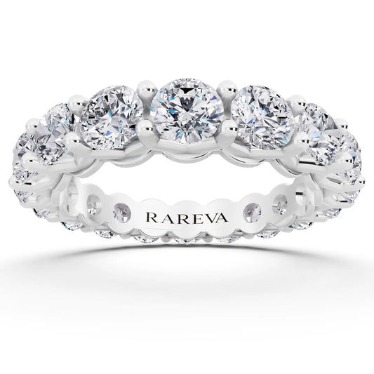 Silver Round Cut Diamond Unity Prong Eternity Band - 3.6mm - Front
