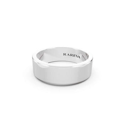 Platinum Men's Soft Edge Flat Wedding Band - 6mm - Close up