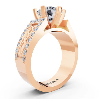 18 KT Rose Gold Round Cut Diamond Solitaire Ring with Celtic Knot Band - Top view