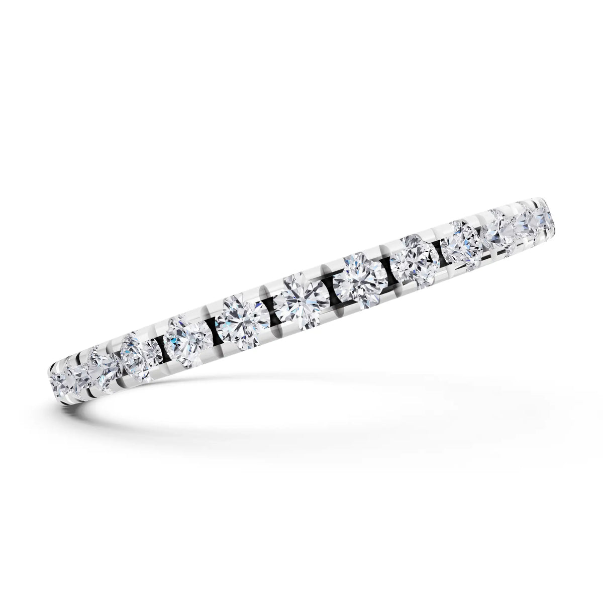 Silver Round Cut Diamond Classic Eternity Band - 1.7mm - Side