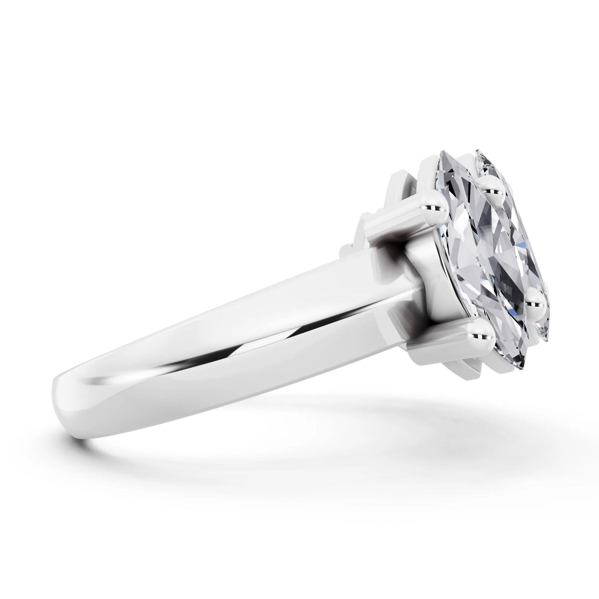 Platinum Five Stone Marquise Cut Diamond Half Eternity Wedding Band - 3mm - Side