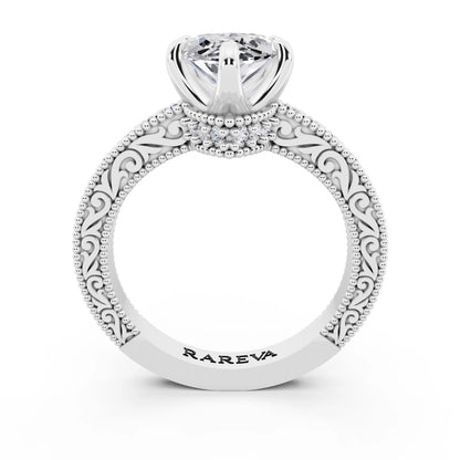 Platinum Marquise Cut Diamond Vintage - through finger