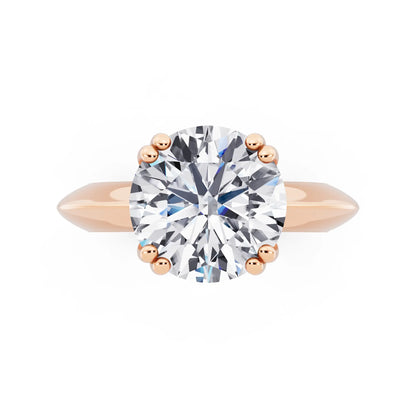 18 KT Rose Gold Round Cut Diamond Solitaire Ring with Knife Edge Band - top angle