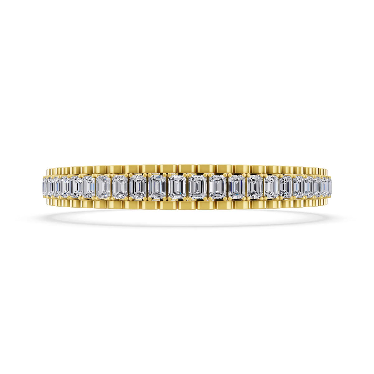 10K Yellow Gold Emerald Cut Diamond Tennis Bracelet - Front