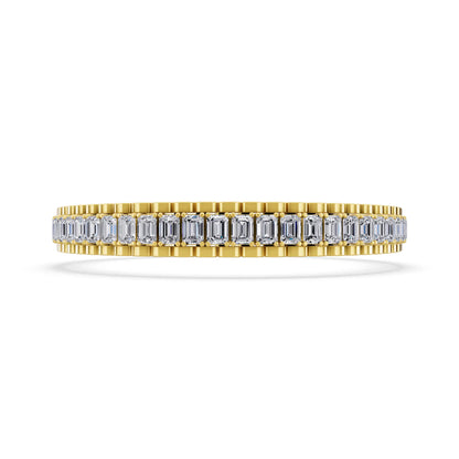 10K Yellow Gold Emerald Cut Diamond Tennis Bracelet - Front