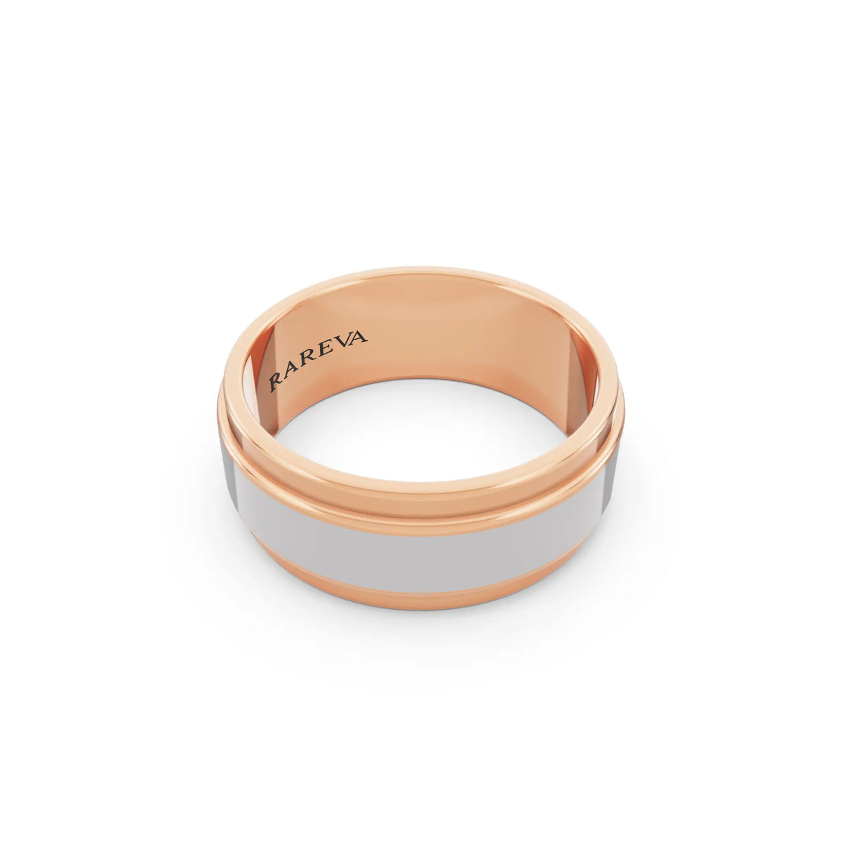 14K Rose Gold Men's Step Edge Wedding Band - 7.5mm - Left