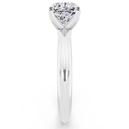 Platinum Cushion Cut Diamond Classic Solitaire Ring - side view