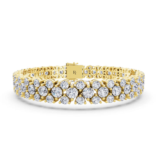 10K Yellow Gold Multi Row Round Cut Diamond Tennis Bracelet - Main