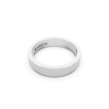 14K White Gold Men's Soft Edge Flat Wedding Band - 4.5mm - Left