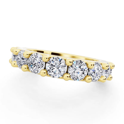 14K Yellow Gold Round Cut Diamond 4 Prong Eternity Band - 3.5mm - Close up