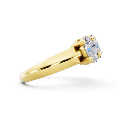 14K Yellow Gold Five Stone Oval Cut Diamond Half Eternity Wedding Band - 3mm - Side