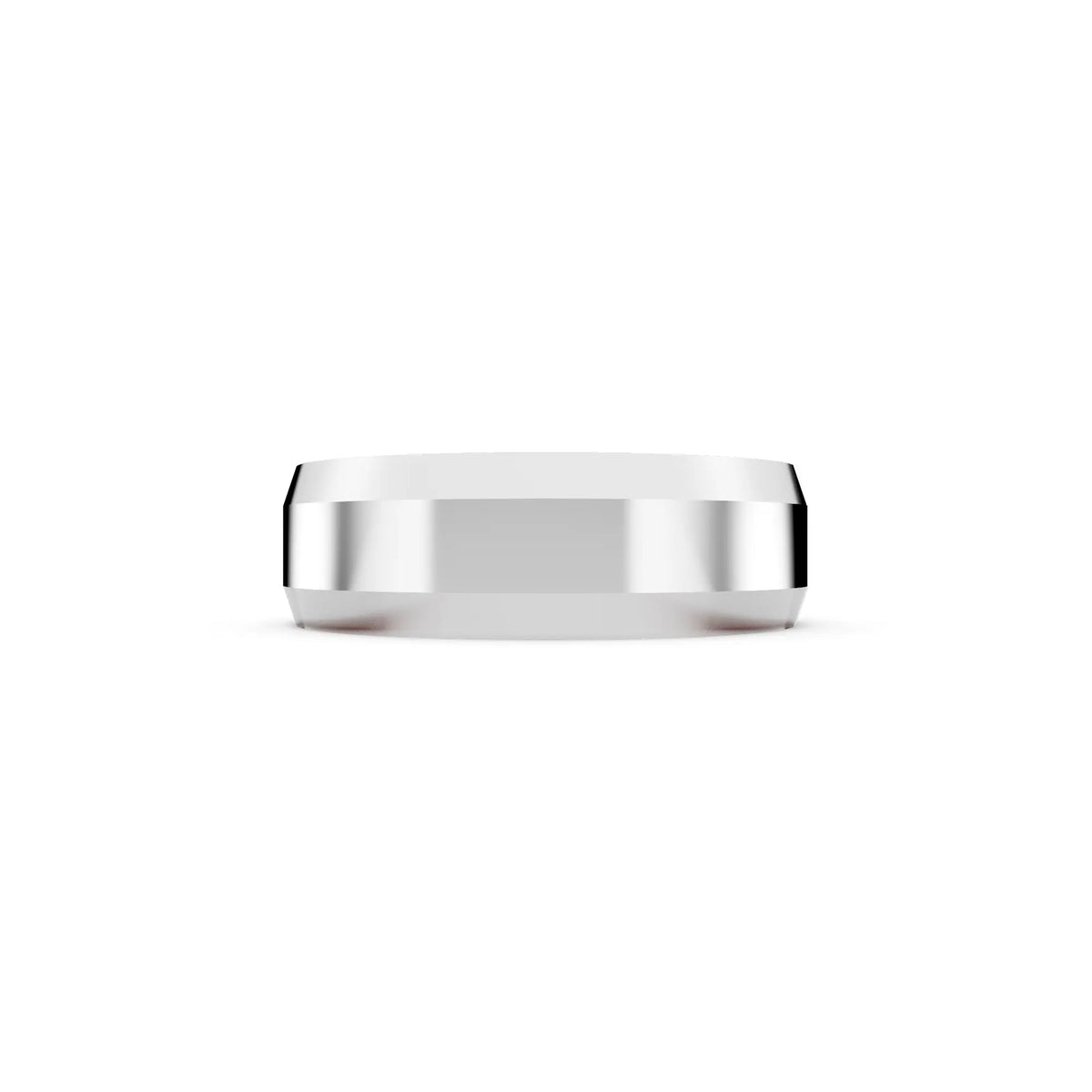 10K White Gold Men's Beveled Edge Wedding Band - 6mm - Side