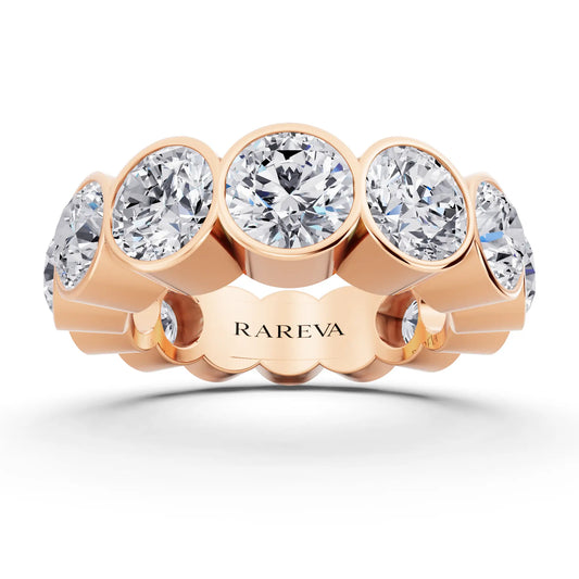 10K Rose Gold Round Cut Bezel Set Diamond Full Eternity Wedding Band - 5.9mm - Front