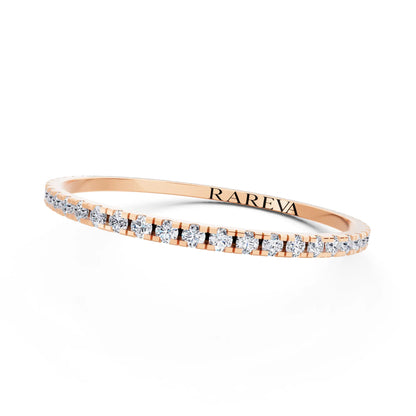 14K Rose Gold Round Cut Diamond Classic Eternity Band - 1.5mm - Close up
