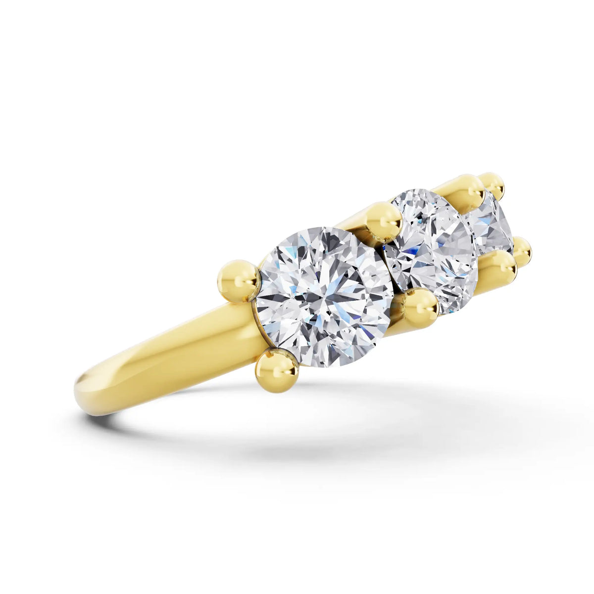 14K Yellow Gold Seven Stone Round Cut Diamond Half Eternity Wedding Band - 2.6mm - Side