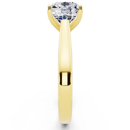 14 KT Yellow Gold Cushion Cut Diamond Solitaire Ring with Hidden Accent - side view