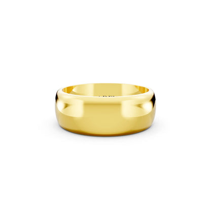 10K Yellow Gold Men's Classic Dome Wedding Band - 7mm - Front