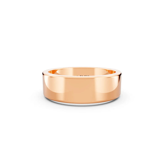 10K Rose Gold Men's Soft Edge Flat Wedding Band - 6mm - Front