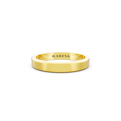 10K Yellow Gold Men's Flat Wedding Band - 3mm - Front