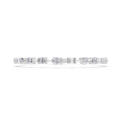 Platinum Multi Shape Diamond Tennis Bracelet - Front