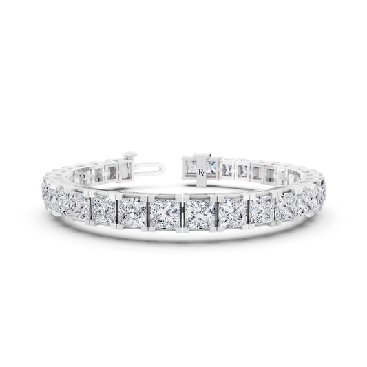 14K White Gold Princess Cut Diamond Tennis Bracelet - Main
