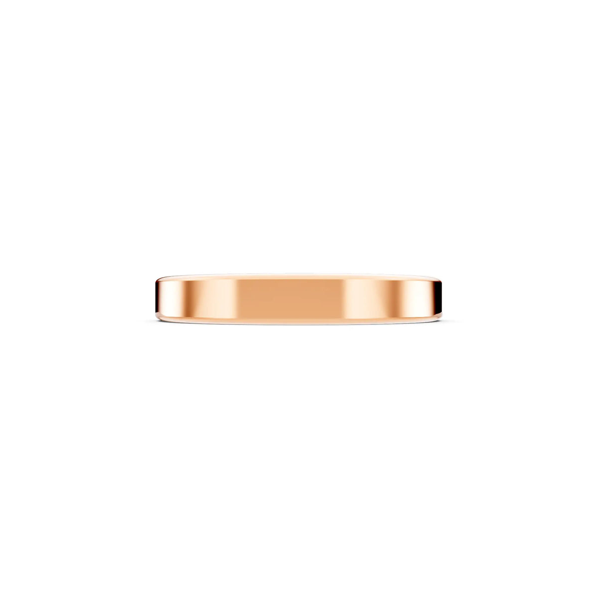 14K Rose Gold Men's Flat Wedding Band - 3mm - Side