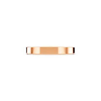 14K Rose Gold Men's Flat Wedding Band - 3mm - Side