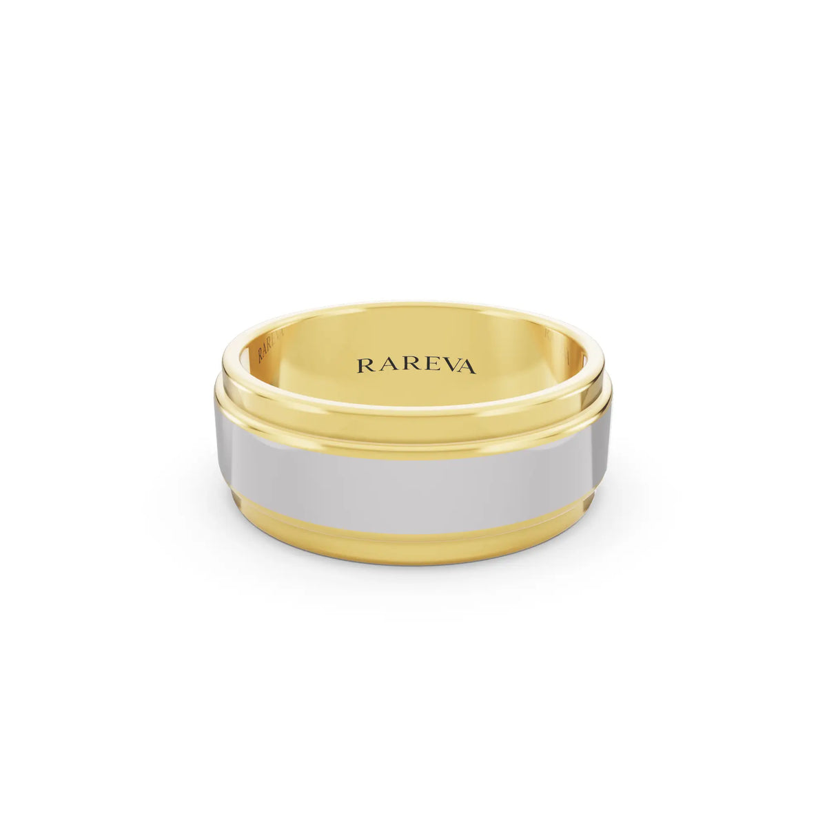 10K Yellow Gold Men's Step Edge Wedding Band - 7.5mm - Front
