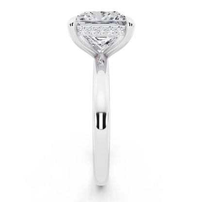 14 KT White Gold Princess Cut Diamond Hidden Halo Solitaire Ring - side view