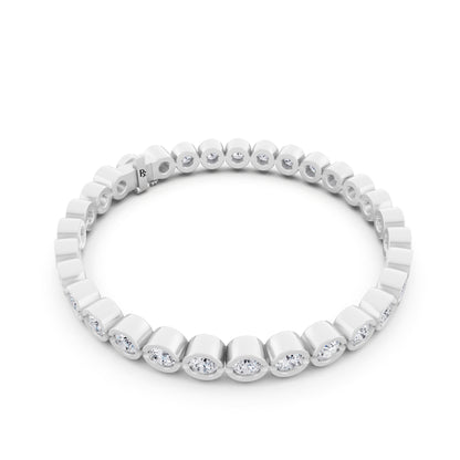 10K White Gold Round Cut Bezel Set Diamond Tennis Bracelet - Left