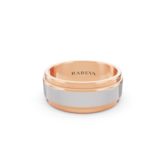 10K Rose Gold Men's Step Edge Wedding Band - 7.5mm - Front