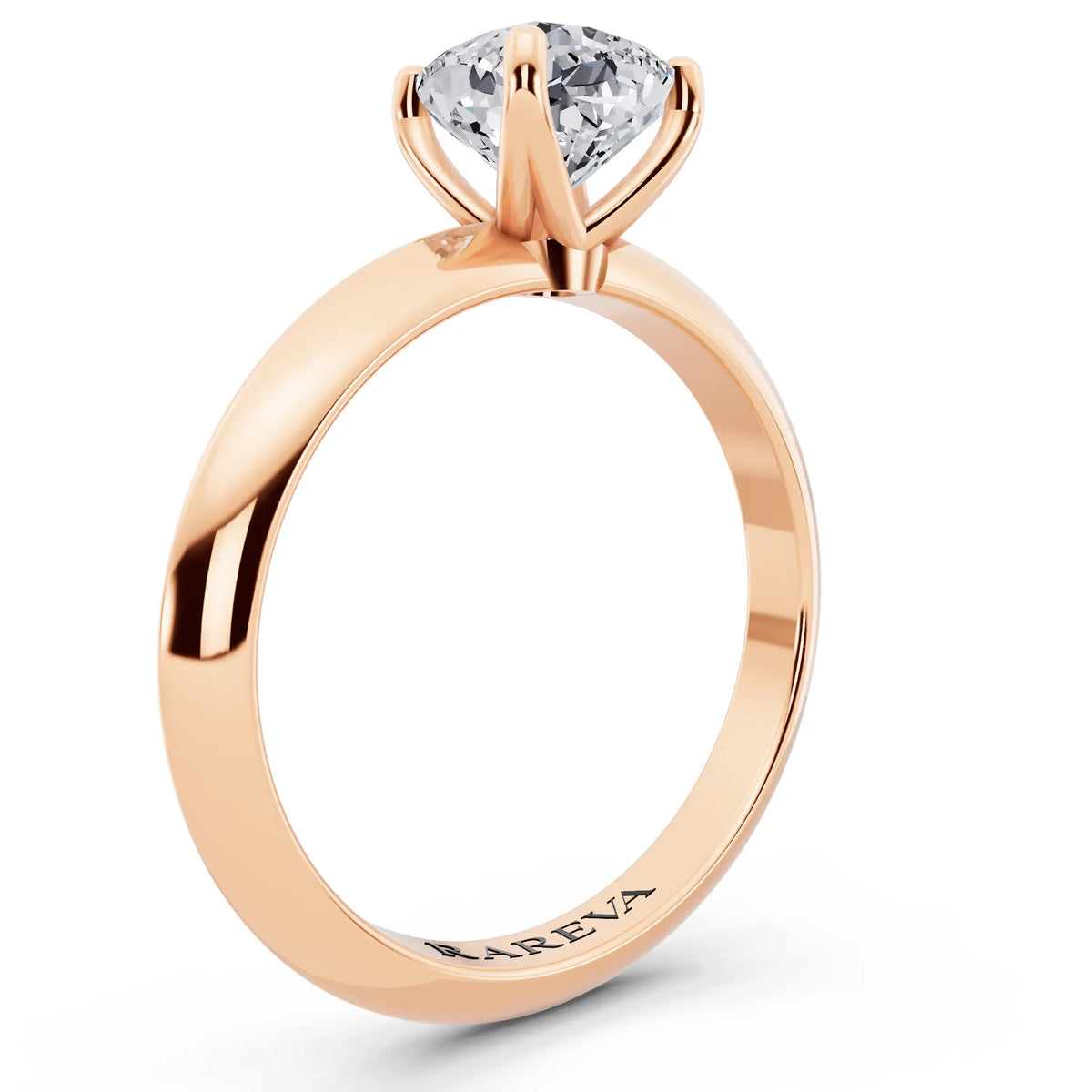 14 KT Rose Gold Cushion Cut Diamond Classic Solitaire Ring - top view
